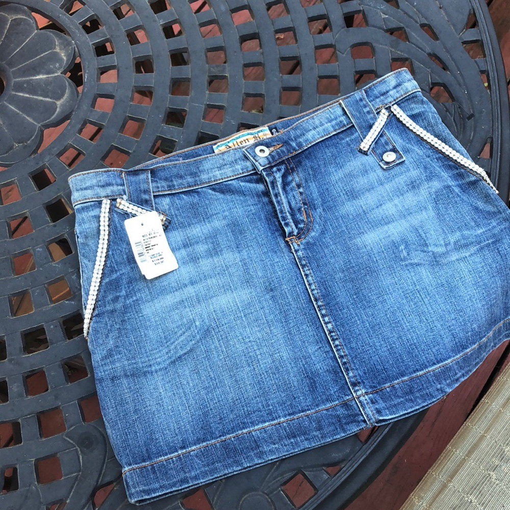 Allen B. Allen Schwartz jean skirt w/ rhinestones
